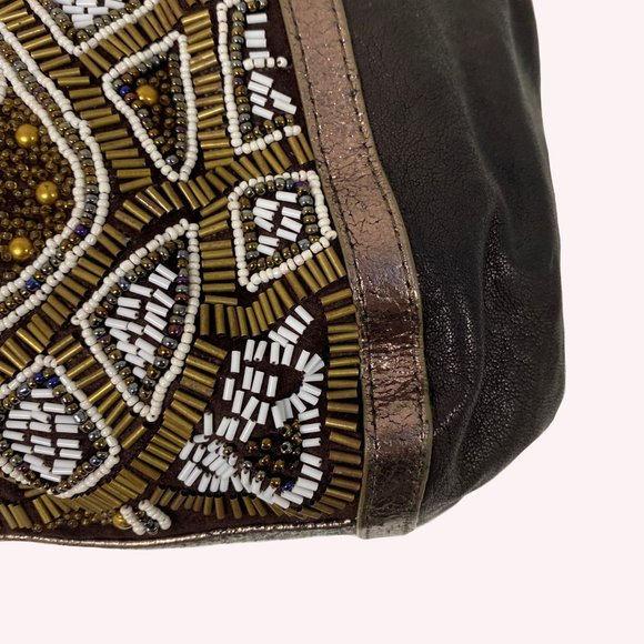 Isabella Fiore Beaded Brown Hobo Bag - Picture 8 of 9